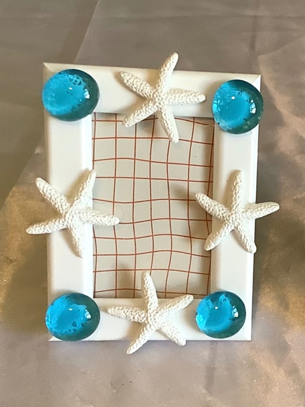 2x3 Starfish and sea blue glass gems picture frame